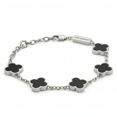 STEEL & BARNETT - Kralenarmband Heren - Klaver - Onyx - Verstelbaar