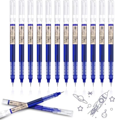 Set van 12 Gelpennen met 0.5mm Punt - Vloeibare Inkt, Sneldrogend en Geschikt voor School en Kantoor