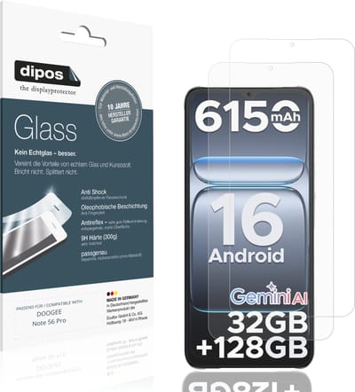 dipos – 2x Matte Pantserfolie geschikt voor DOOGEE Note 56 Pro | 9H Screenprotector