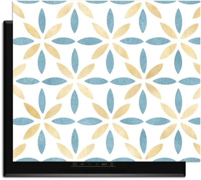 KitchenArt - Petal White Tile - Inductie Beschermer - 65x52 cm - Kookplaat Beschermer - Luxe Afdekplaat Inductieplaat - Anti-slip & Oprolbaar - Beschermmat Inductiekookplaat