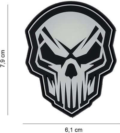 Embleem 3D PVC Angry skull glow in the dark #9062