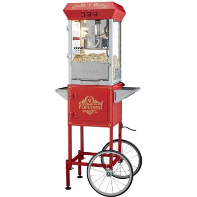 Machine à Popcorn avec Chariot Popcorn Maker 850W 8 Oz 48 Tasses Rouge