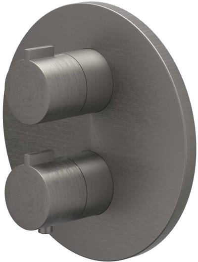 IVY Pact Afbouwdeel Inbouwthermostaat met 2-Weg Stop-Omstel met Rond Rozet - Geborsteld Metal Black PVD