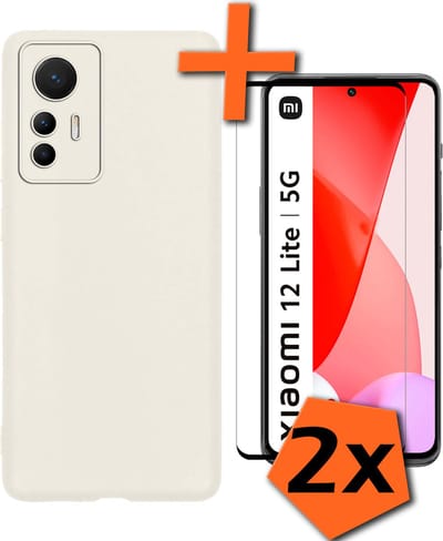 Hoes - Met 2x Screenprotector - Geschikt voor Xiaomi 12 Lite - Sterk & Shockproof - Back Cover - Siliconen Case - Telefoon Hoes - Wit