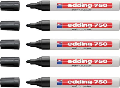 750 Lakmarker Ronde punt 2-4 mm Vervangbare punt Aluminium schacht Zwarte inkt