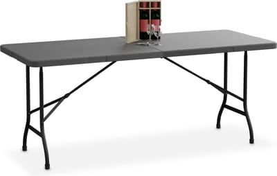 tuintafel inklapbaar - 180 x 74 cm - kunststof - staal - 8 personen - campingtafel - grijs