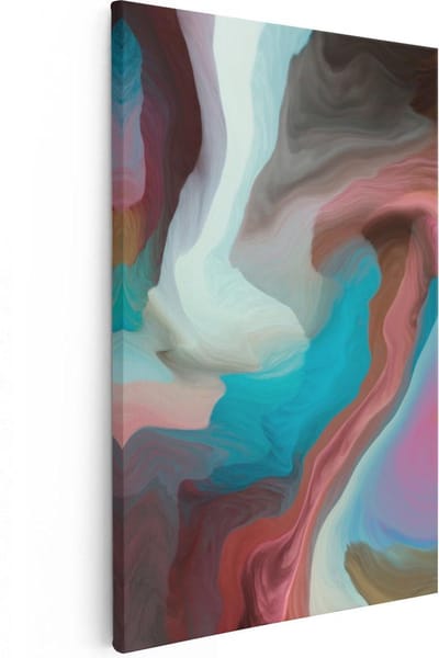 Artaza Canvas Schilderij Abstracte Kunst - 20x30 cm - Klein - Muurdecoratie Woonkamer - Wanddecoratie Roze - Kamer Accessoires
