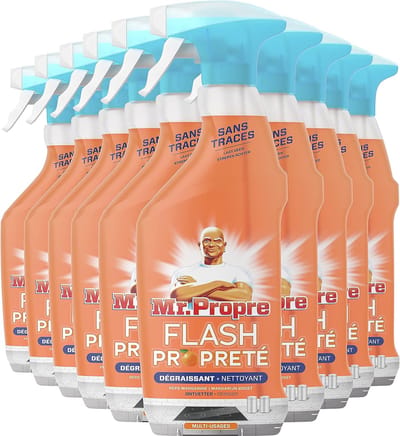 Mr. Propre Flash Propreté Allesreiniger & Ontvetter Spray - Mandarijn Boost - Voordeelverpakking 10 x 500 ml