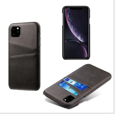 Back Cover met Opbergvakjes + PET Screenprotector voor iPhone 11 Pro _ Zwart