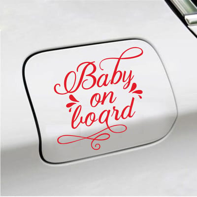 Bumpersticker - Baby On Board - 12,1 X 13,1 - Rood
