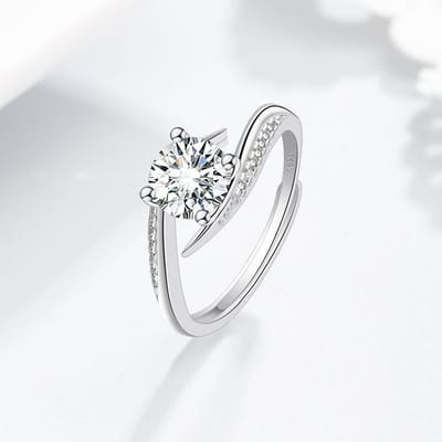 Mosan Diamanten Ring Vrouw Zes Klauwen Eenvoudige Persoonlijkheid Diamanten Ring Koppel Romantisch Openende Trouwring white
