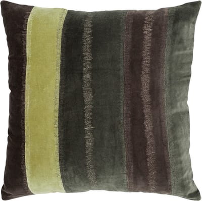 Velvet Stripe Forest Groen Pea Kussen | 50 X 50 | Sierkussen Voor Woonkamer Of Slaapkamer