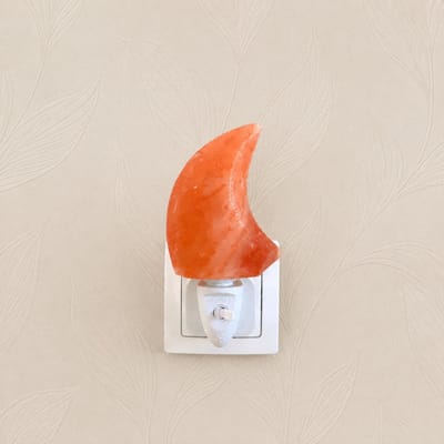 ThaleiaDesign - Maanlamp Himalayazout wit Zoutsteen – Warm Licht - Himalaya Zoutlamp Maan - Sfeerlamp, Nachtlamp/Baby Nachtlampje | Rustgevend -Slaapkamer - Babykamer - kinderkamer Yoga - Meditatie & Interieur - Cadeau Idee - moederdag - zuivering