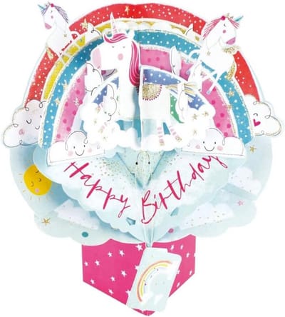 3D Pop-Up Verjaardagskaart Eenhoorn en Regenboog - Magisch Wenskaart Cadeau