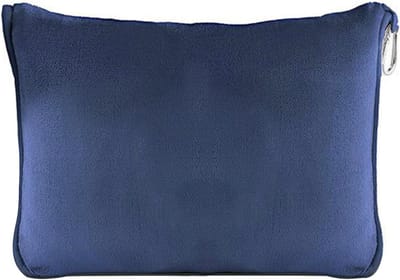 Reisdeken en Kussenset - Deken Kussen Combo - Reizen en Ontspanning - 2-in-1 Veelzijdig Ontwerp - 60x50 Inch - Blauw