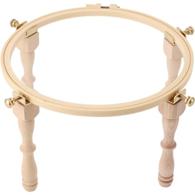 Support de Broderie de Bureau avec 4 Pieds Réglage en Hauteur Cadre en Bois Porte-Cercle à Broder pour Point de Croix pour Usage Domestique beige