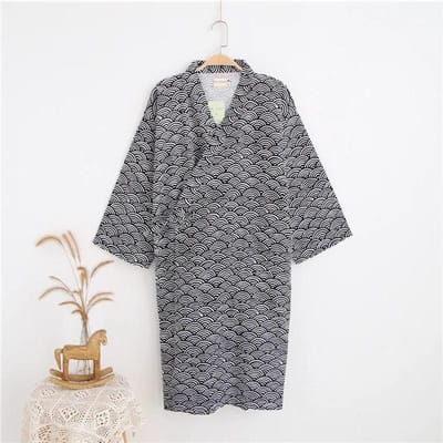 Nieuwe Heren 100% Katoen Gaas Katoenen Badjas Losse Dunne Yukata Japanse Kimono Pyjama's Heren Badjas met Capuchon V-Hals Pyjama Badjas M