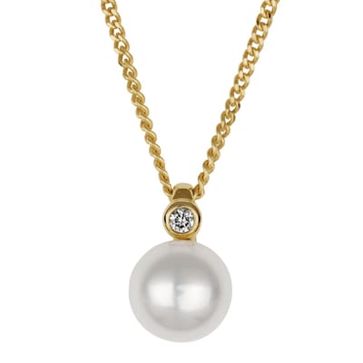 Orolino Halskette 585 Gold mit Brillant 0,03ct. + Perle weiß 7-7,5mm