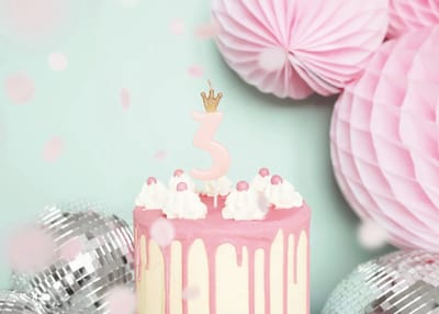 Taart kaarsje 3 jaar roze