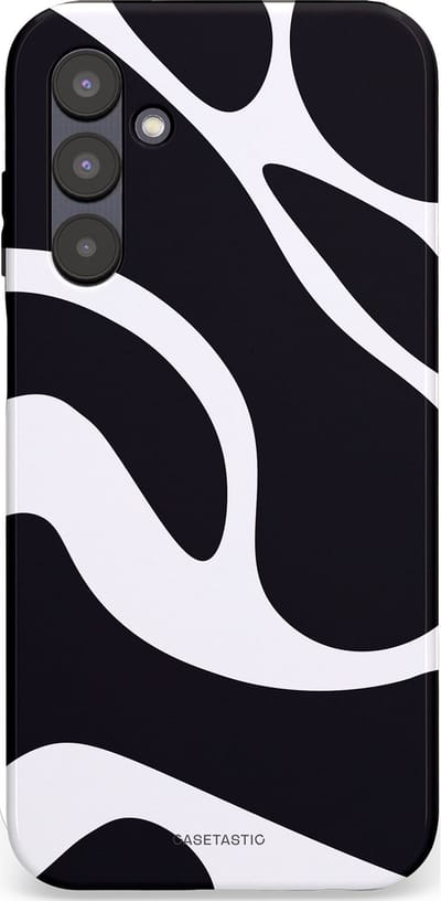 Casetastic Hoesje Geschikt voor Samsung A25 - Stijlvolle Beschermende Duo-layer Case - Zwart Wit Golven