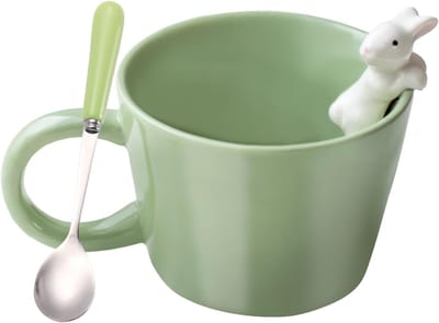 Schattige Paashaas Mok met 3D Konijn - Keramische Kawaii Koffiemok met Lepel, Perfecte Cadeaus voor Pasen, Verjaardagen en Kinderen