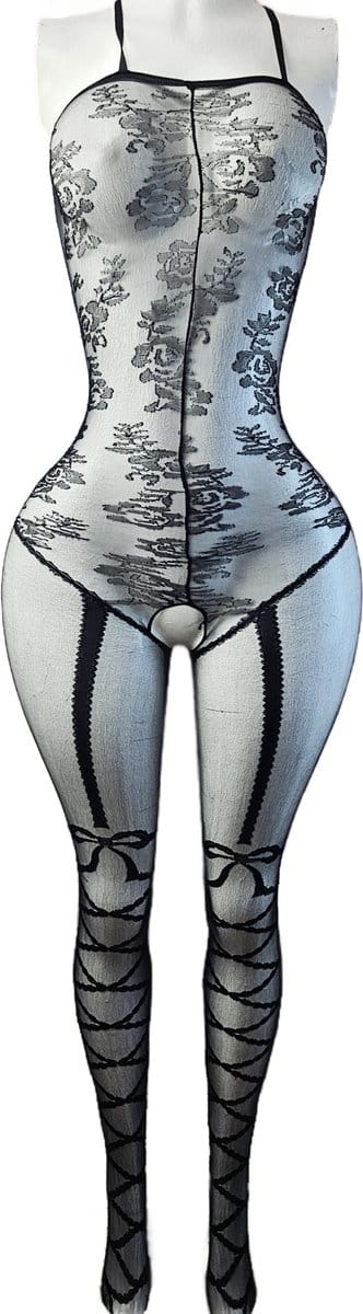 BamBella ® - Panty pak -Onesize - body suit - Dames - Onesize - Erotische jumpsuit van kant lingerie zwar