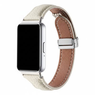 Leren bandje - geschikt voor Huawei Watch Fit 5 (PRO), Watch Fit 4 (Pro), Watch Fit 3 - leer met magneetsluiting - beige
