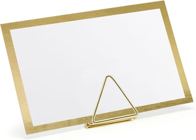 Naamkaartjes/plaatskaarten met houders - Driehoek - Bruiloft - 10x sets - goud