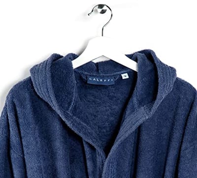 Badjas met capuchon van katoen in indigo kleur
