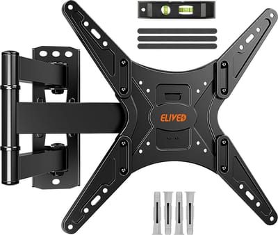 TV muurbeugel zwenkbaar kantelbaar tv-houder voor 26-55 inch flat/gebogen tv of monitor tot 40 kg met Max VESA 400x400mm, TV wandhouder EV009