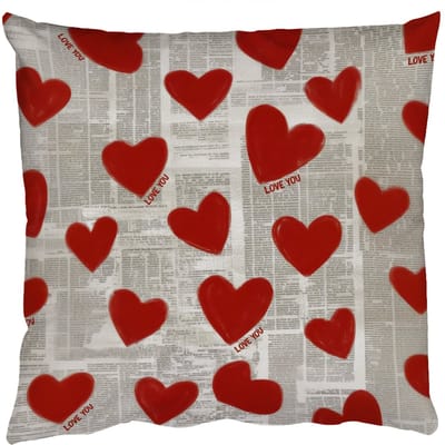 Sierkussens - Kussentjes Woonkamer - 50x50 cm - Hartjes - Krant - Loveyou