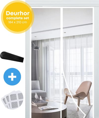 FLOOQ Premium Magnetisch Vliegengordijn Modern 184x230cm Zwart - Deurhor - Vliegenhor - Insectenhor Hordeur - Incl. bevestigingsmateriaal