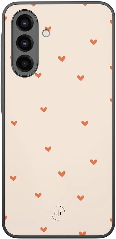 Leuke Telefoonhoesjes - Hoesje geschikt voor Samsung Galaxy A36 - Cute hearts - Backcover zwart - Print / Illustratie - Bruin