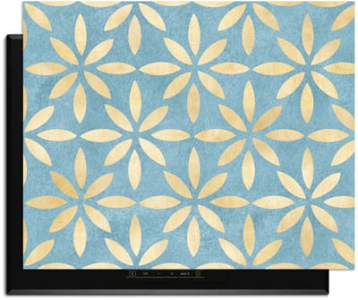 KitchenArt - Azure Floral Cross - Inductie Beschermer - 76x51.5 cm - Kookplaat Beschermer - Luxe Afdekplaat Inductieplaat - Anti-slip & Oprolbaar - Beschermmat Inductiekookplaat