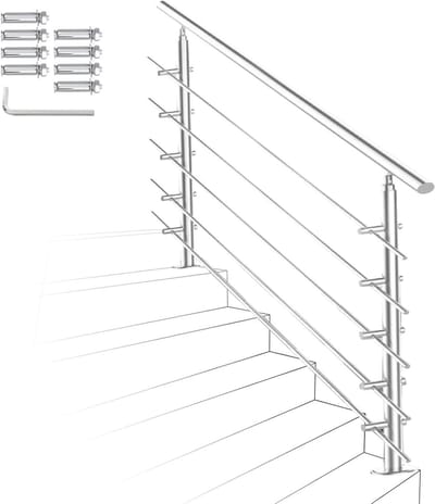 Trapleuning Roestvrij Staal - Leuning trap Balustrade - Veilig Traplopen - Verstelbare Hoek - 180 cm - Geborsteld