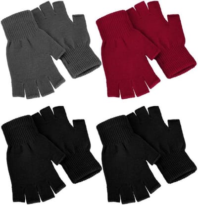 Winterhandschoenen Warm - Vingerloze Handschoenen - Gebreide Halve Vingers - Uniseks Design - 4 Paar - Koudebestendig