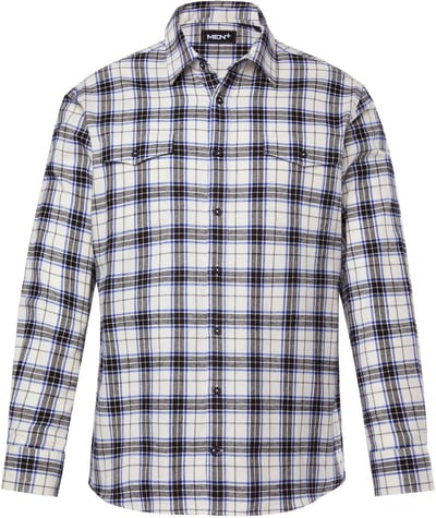 Men Plus - Heren - Flanellen geruit overhemd lange mouw kentkraag comfort fit - Sneeuwwit - Maat 3XL