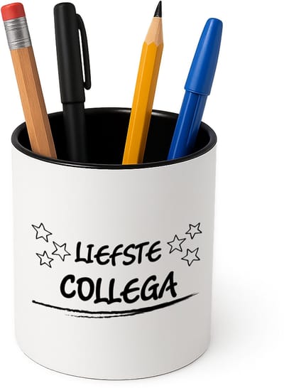 Hacebo® - Liefste collega Pennenbakje - Collega - een collega - pennenhouder - werk - collega's - baan - afscheidscadeau - verjaardagscadeau - kado - gift - geschenk - Pennenbakje zwart