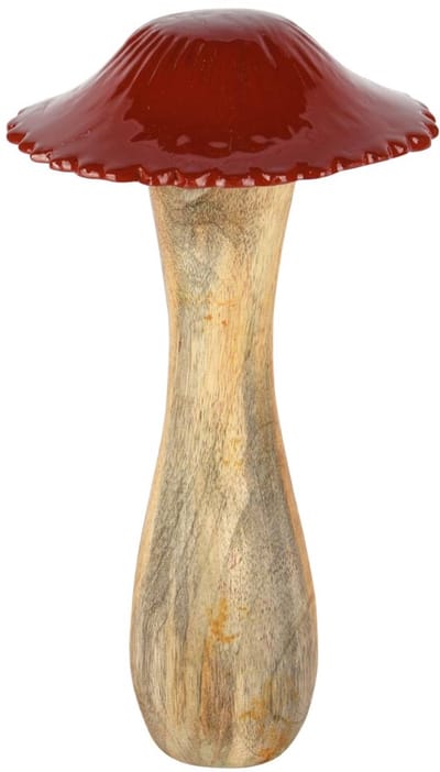 Dekoratief | Paddenstoel, rood/naturel, hout, 12x12x23cm | A258212