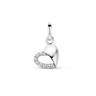 Hartvormige Hanger met Zirkonia van Gerhodineerd Zilver voor Dames