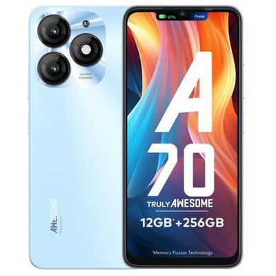 Smartphone A70 12GB+256GB Scherm 6.6  120Hz Batterij 5000mAh 13MP Camera Telefoon Android 13 Mobiele Telefoon Dual SIM/NFC Blauw