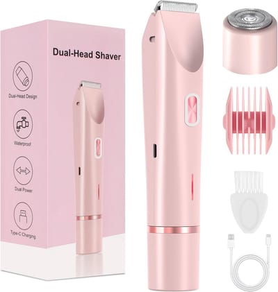 Dubbelkoppig ontharingsapparaat - trimmer - Geschikt voor vrouwen - elektrisch scheer- en ontharingsapparaat - Hair Clipper - Ontharingsapparaat - 2-in-1 elektrisch scheerapparaat - 1 stuk(roze)