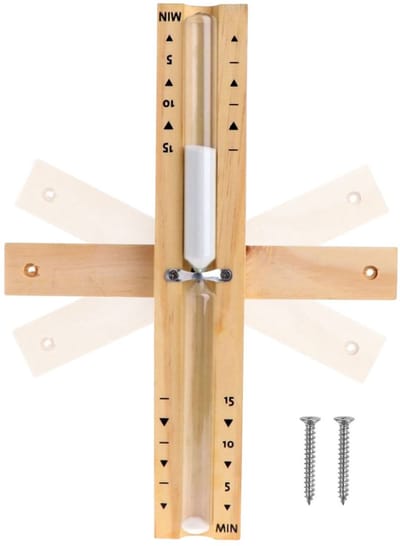 Dailygoods- Zandloper 15 Minuten - Sauna Accessoire - Draaibare Saunaklok - Wandmontage - Hittebestendig - Hoogwaardig Populierhout
