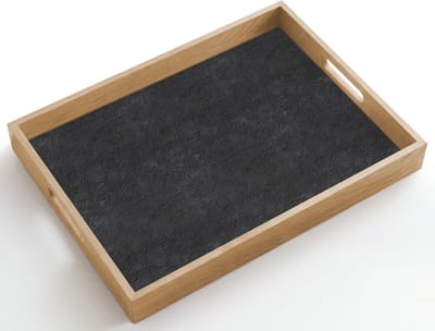 Dienblad hout 50x35 cm - Schootdienblad - Donkergrijs - Asfaltstructuur - Ruw - Borrelplank rechthoek - Plateau dienbladen
