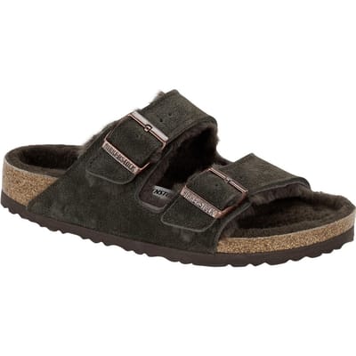Birkenstock Arizona VL Lammfell Narrow Unisex Pantoffels - Mocha - Maat 38