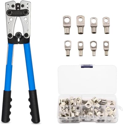 Ratelkrimptang met kabelsnijder - Ideaal voor AWG 10-0 en 6 tot 50 mm² - Ergonomisch handvat