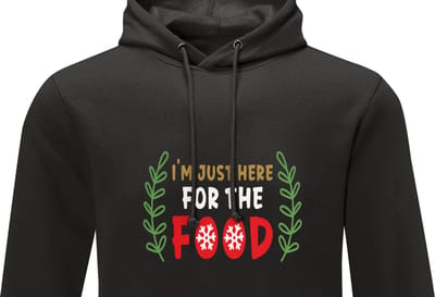 Unisex Kerst Hoodie - 'Just Here for the Food' - De Must-Have voor de Feestdagen -XXLarge