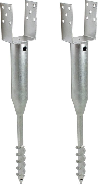 TRUTZHOLM Grondbus 10x10 cm om te Schroeven Set van 2 - U-Profiel Grondanker 86.5cm - Thermisch Verzinkt Paalhouder 100mm