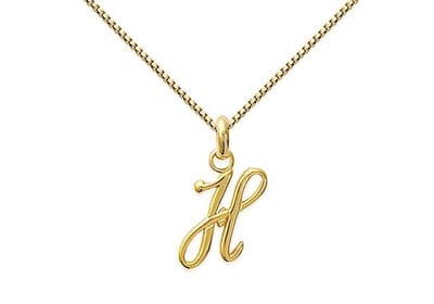 Amanto Ketting Letter H Gold - 925 Zilver Verguld - Alfabet - 10x18mm - 50cm