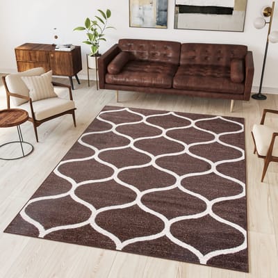 Tapiso Sari Vloerkleed Woonkamer Trellis Bruin Tapijt Maat- 180x260